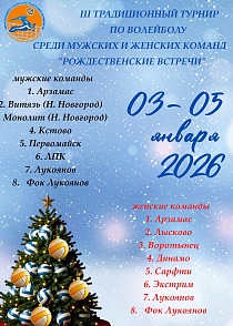 Новогодний турнир по волейболу среди мужских и женских команд